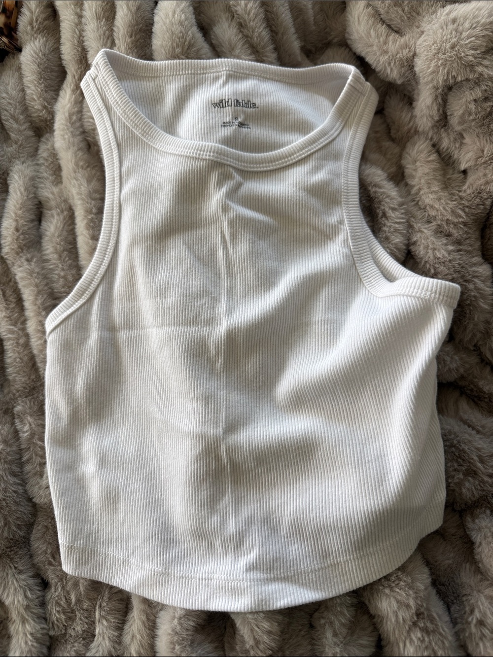 wild fable White Ribbed Cropped Tank